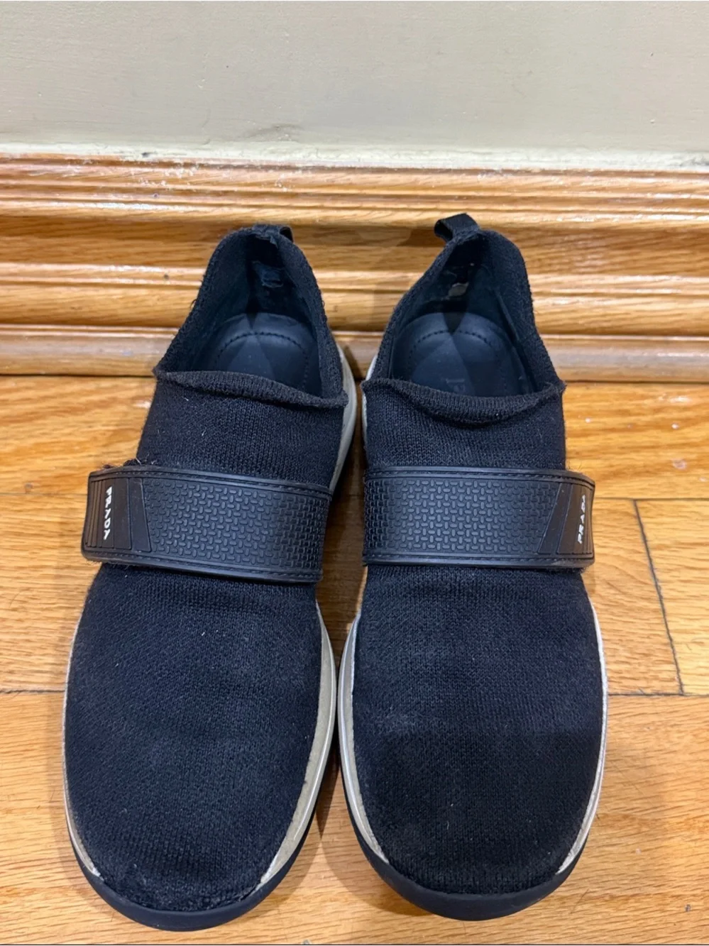 Prada Boys Black Slip-On Knit Sneakers